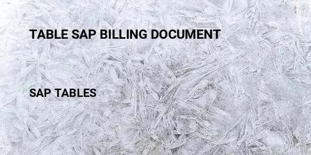 Table sap billing document Table in SAP