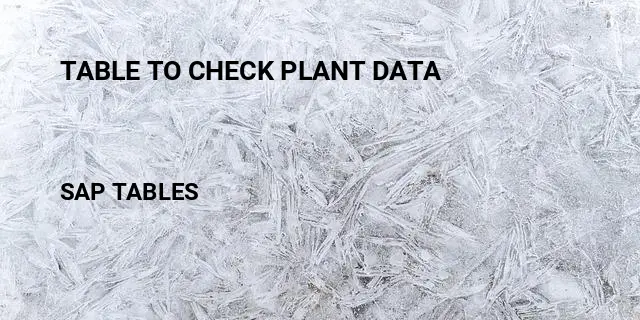 Table to check plant data Table in SAP