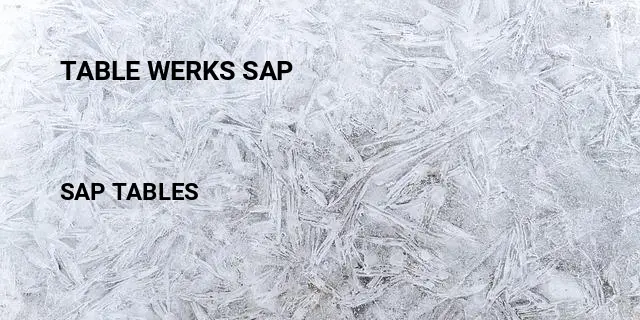 Table werks sap Table in SAP