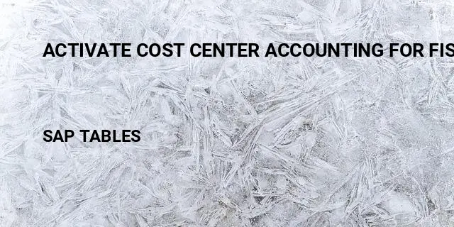 Activate cost center accounting for fiscal year Table in SAP