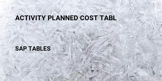 Activity planned cost tabl Table in SAP