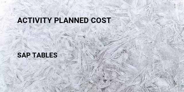 Activity planned cost Table in SAP