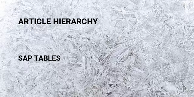 Article hierarchy Table in SAP