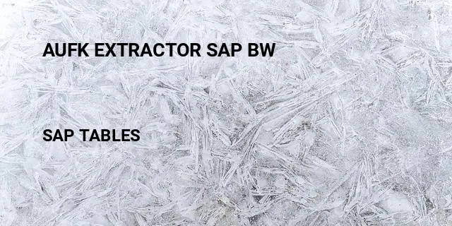 Aufk extractor sap bw Table in SAP