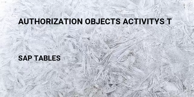 Authorization objects activitys t Table in SAP