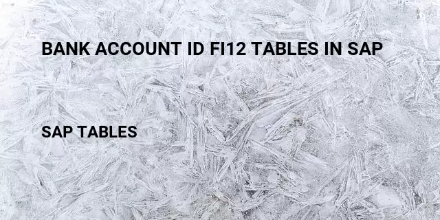 Bank account id fi12 tables in sap Table in SAP