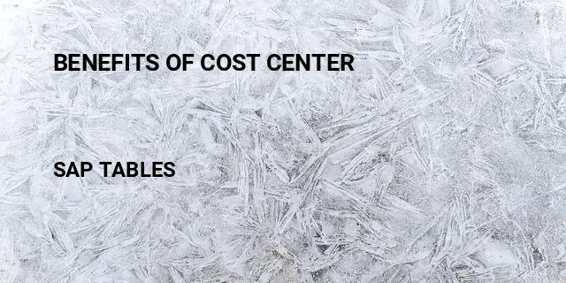 Benefits of cost center Table in SAP