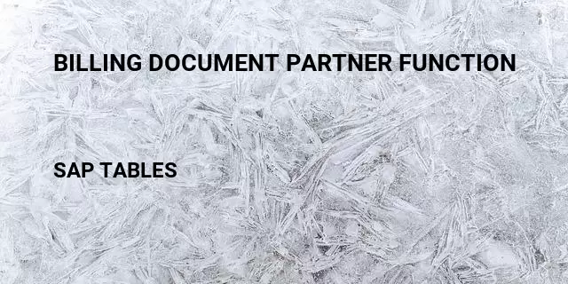 Billing document partner function Table in SAP