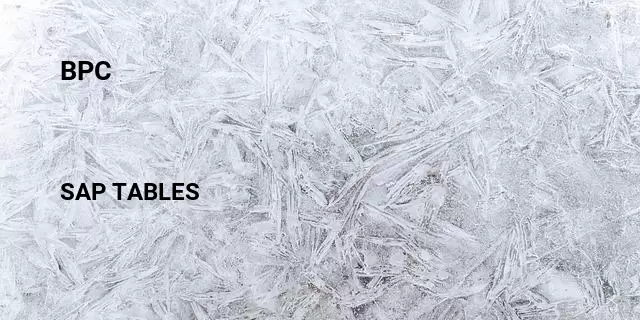 Bpc Table in SAP