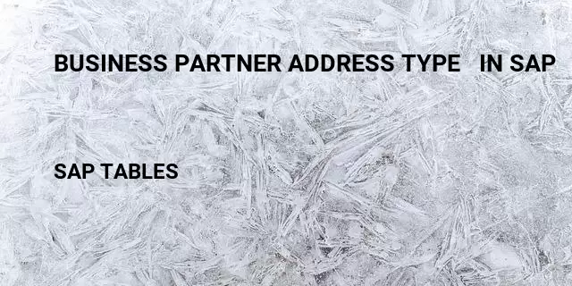 Business partner address type   in sap Table in SAP
