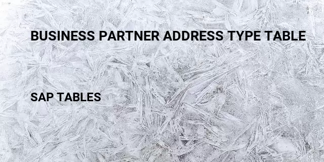Business partner address type table Table in SAP