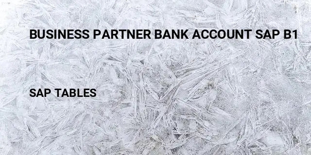 Business partner bank account sap b1 Table in SAP