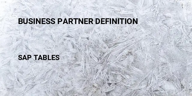 Business partner definition Table in SAP