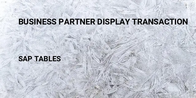 Business partner display transaction Table in SAP