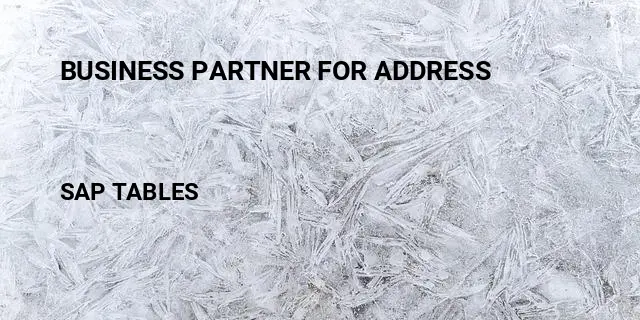 Business partner for address Table in SAP