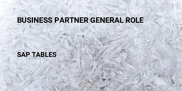 Business partner general role Table in SAP