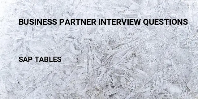 Business partner interview questions Table in SAP