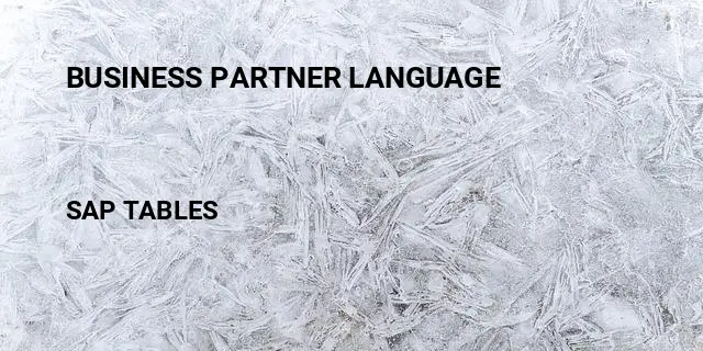 Business partner language Table in SAP