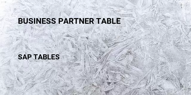 Business partner table Table in SAP