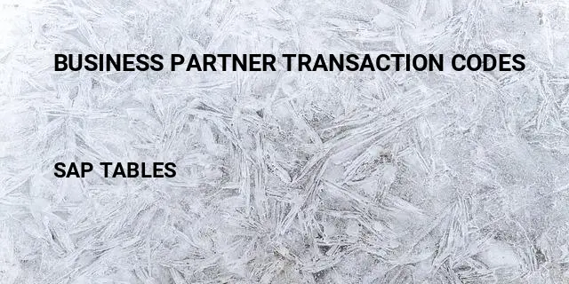 Business partner transaction codes Table in SAP