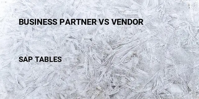 Business partner vs vendor Table in SAP