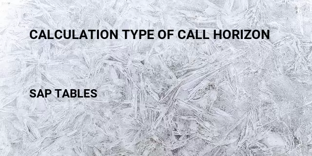 Calculation type of call horizon Table in SAP