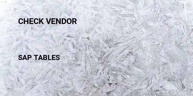 Check vendor Table in SAP