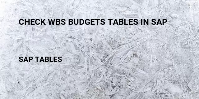 Check wbs budgets tables in sap Table in SAP