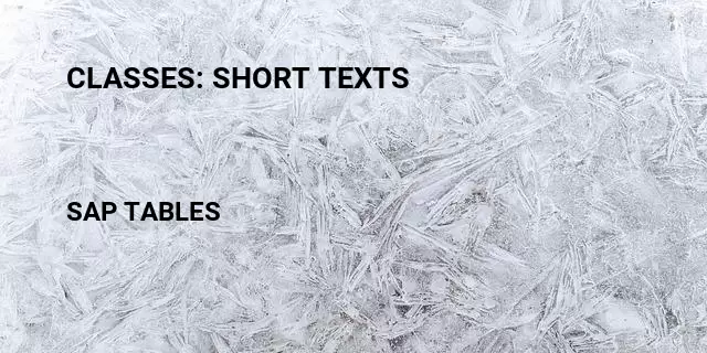 Classes: short texts Table in SAP