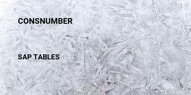 Consnumber Table in SAP