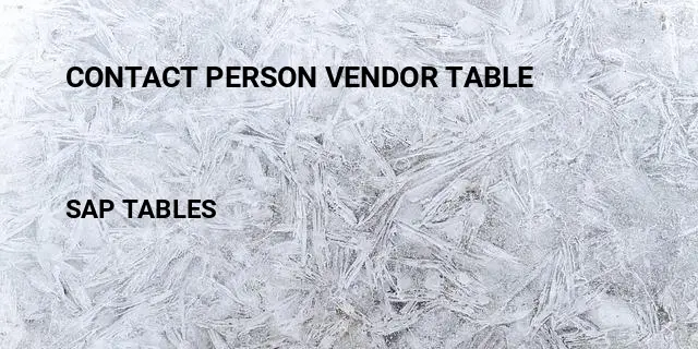 Contact person vendor table Table in SAP