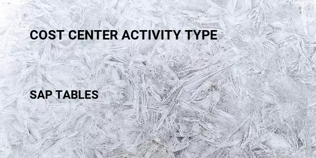 Cost center activity type Table in SAP