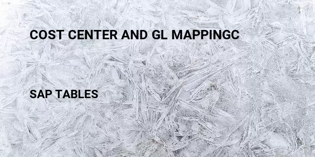 Cost center and gl mappingc Table in SAP