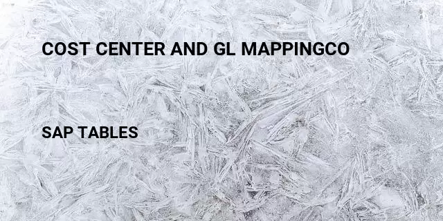 Cost center and gl mappingco Table in SAP