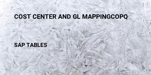 Cost center and gl mappingcopq Table in SAP