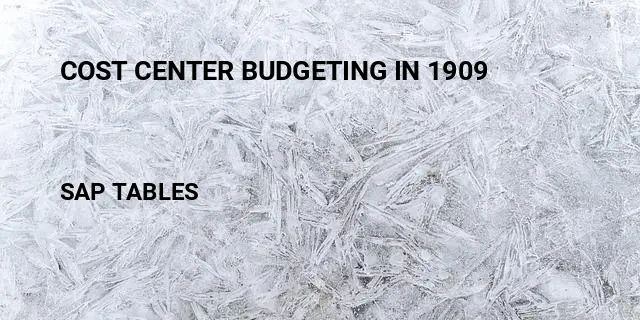 Cost center budgeting in 1909 Table in SAP