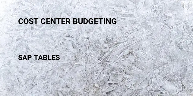 Cost center budgeting Table in SAP