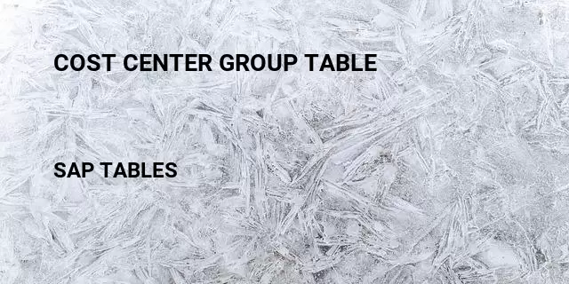 Cost center group table Table in SAP