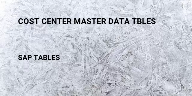Cost center master data tbles Table in SAP