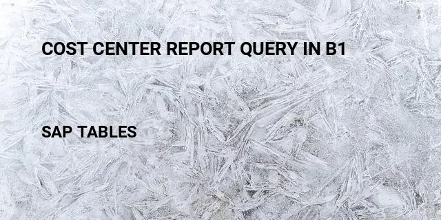 Cost center report query in b1 Table in SAP