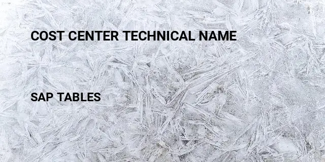 Cost center technical name Table in SAP