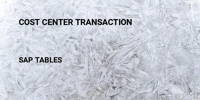 Cost center transaction Table in SAP