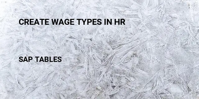 Create wage types in hr Table in SAP