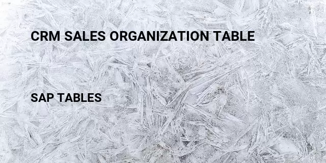 Crm sales organization table Table in SAP