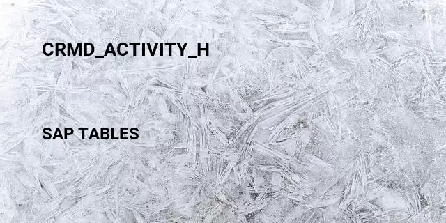 Crmd_activity_h Table in SAP