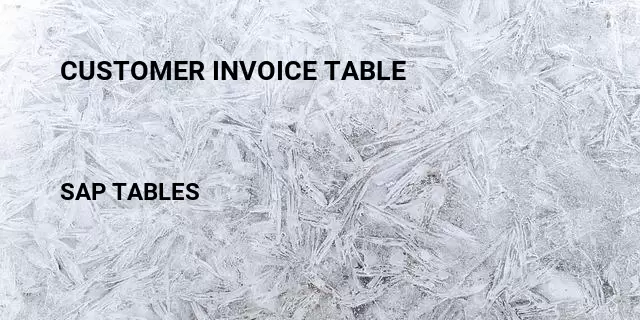 Customer invoice table Table in SAP