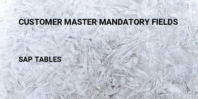 Customer master mandatory fields Table in SAP