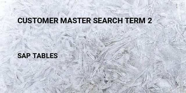 Customer master search term 2 Table in SAP