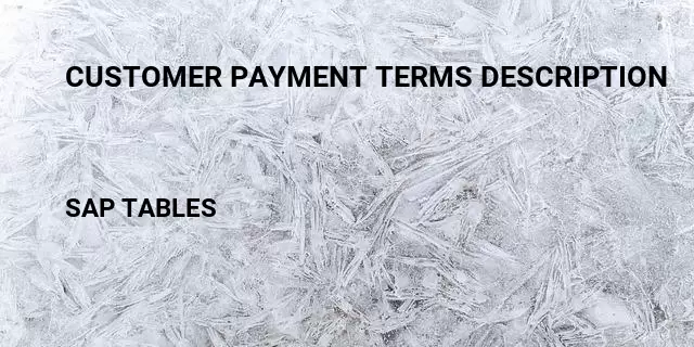 Customer payment terms description Table in SAP