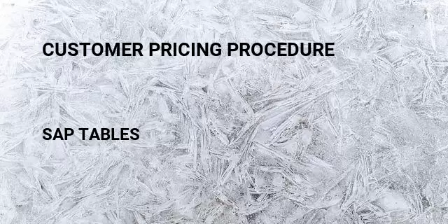 Customer pricing procedure Table in SAP